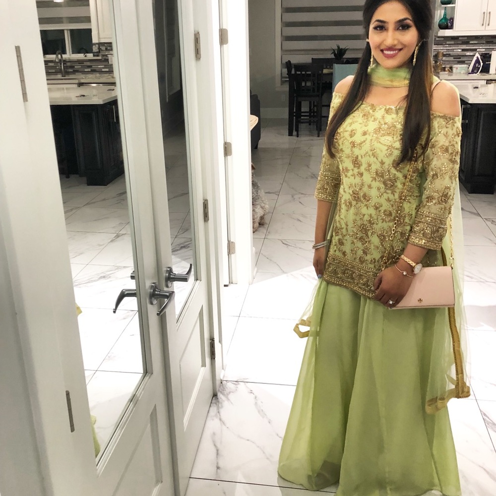 Sage Green Sharara indian Pakistani dress